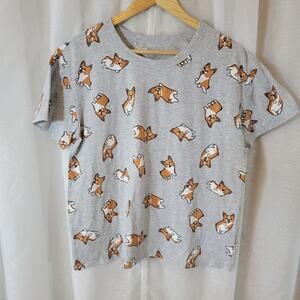 Corgi Dog Print Gray Tshirt Size XL Zoe+Liv Graphic Playful Soft Casual